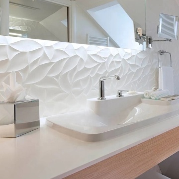 Modern 3D Wave Pure White Toilet Tile 300x600 Ceramic Bathroom Wall Tile