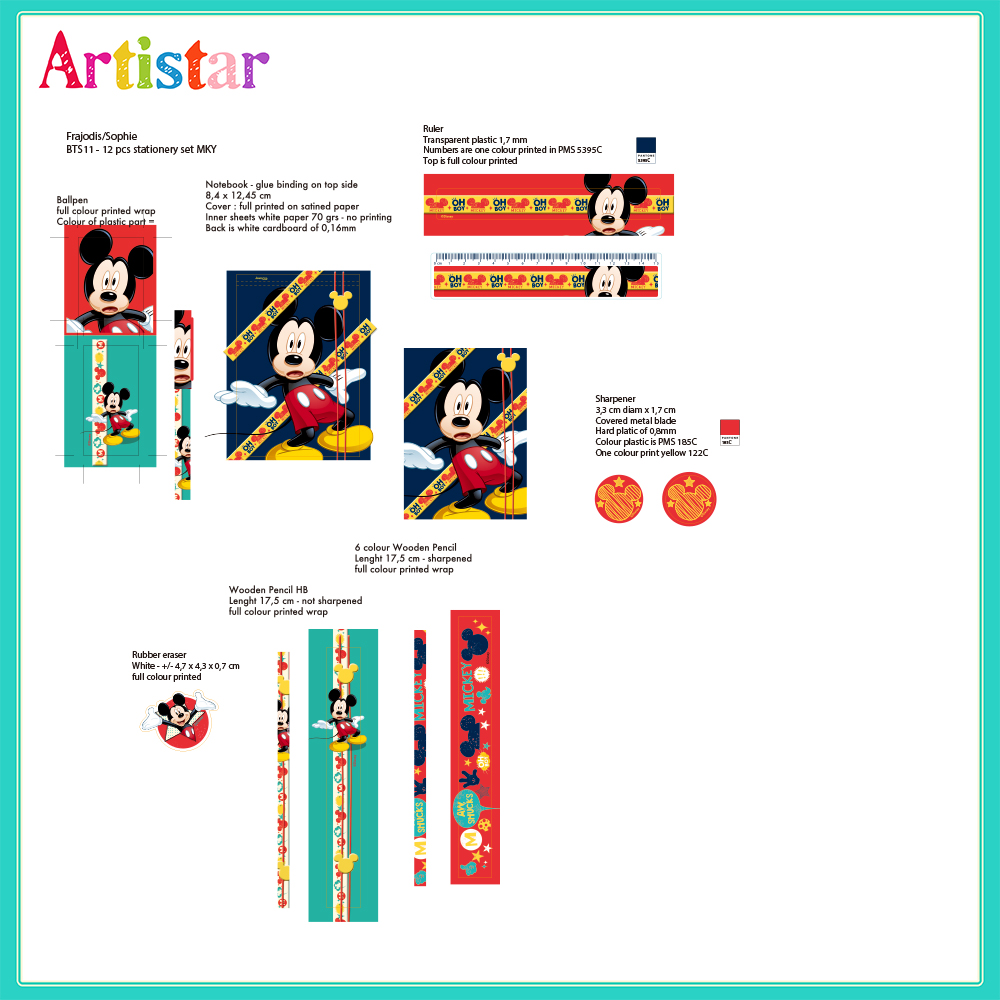 Mickey Mouse 12 Piece Stationery Set