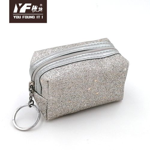 Canvas Coin Bags Glitter PU make up coin purse Factory