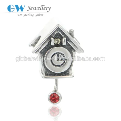 925 Solid Silver Charm Bell Gift charm Rhinestone Pendant Charm