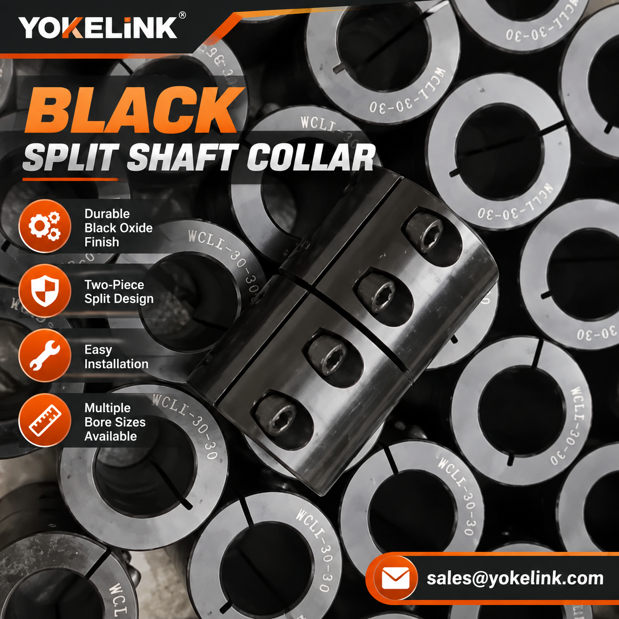 Split Shaft Collar Black