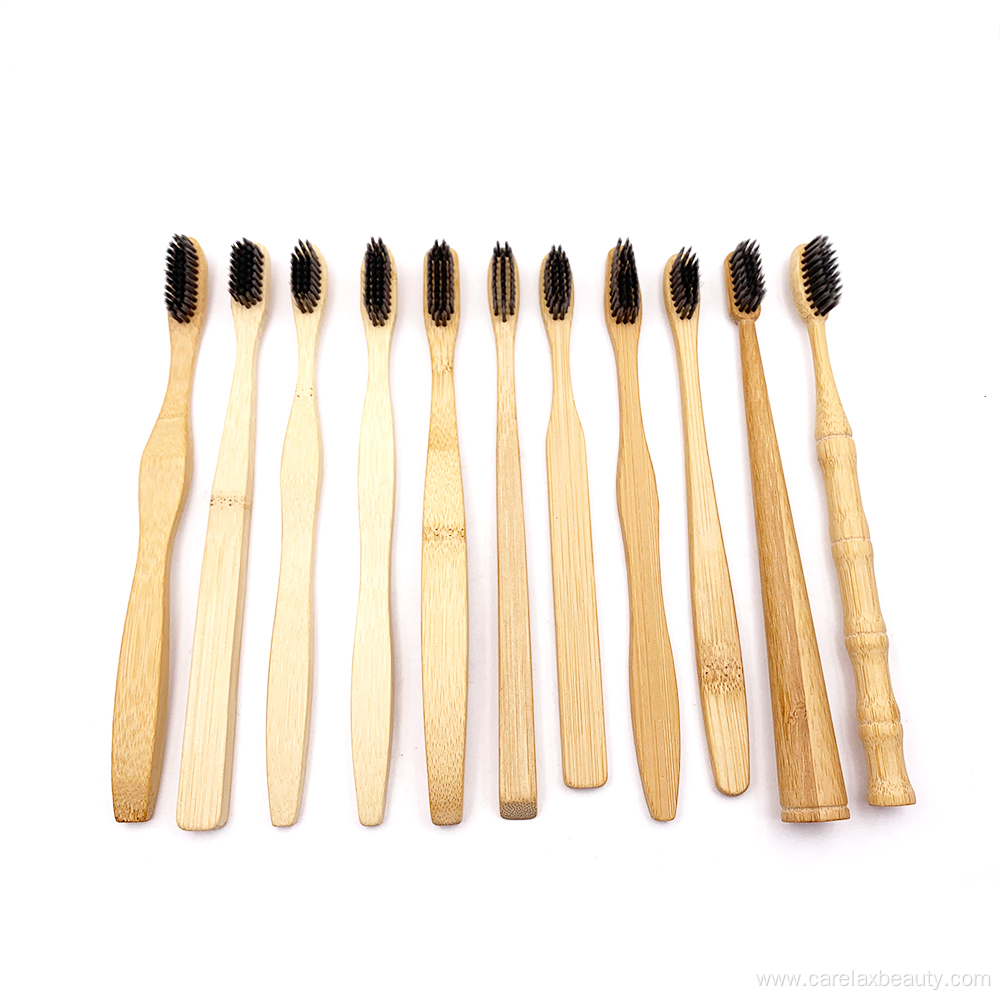 Eco-friendly natural Soft charcoal bristle bamboo toothbrush