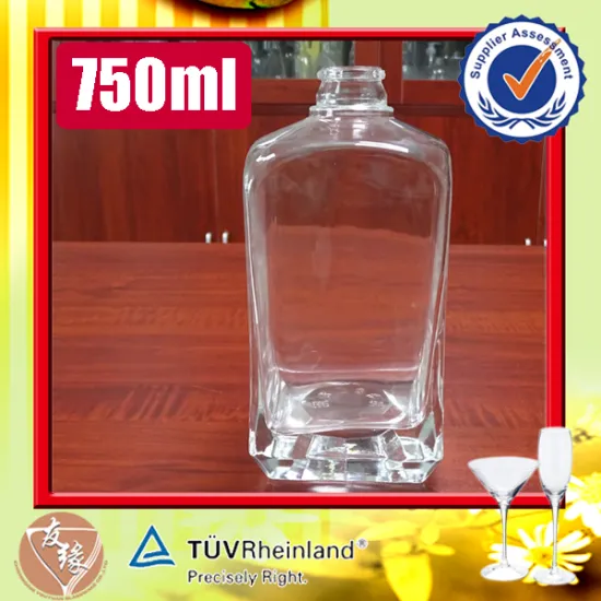 750ml french square high transparent clear glass bottles vodka
