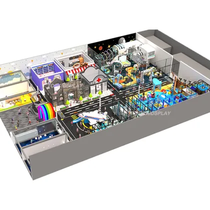 Premium Children's Indoor Playground Equipment with Fiberglass Slides and Playhouses