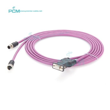 CANopen 9-Way D-Sub to M12 5-Pin PLC Controller Cable Y-Splitter with 180-Degree Connector for Automation CAN Bus and Remote I/O Bus Interface