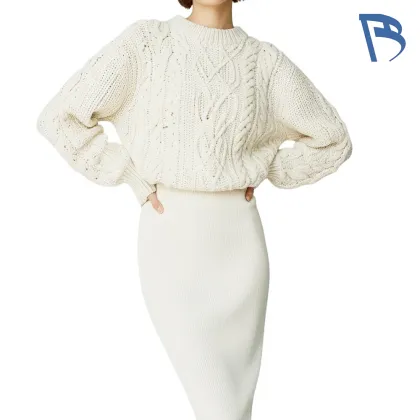 Elegant White Women's Knitted Sweater