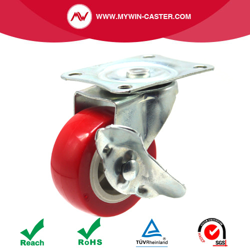 Castor Wheel Light Duty PVC Caster Sturvel Casters Najnowsze sprzedaż czerwonych kółek z hamulcem