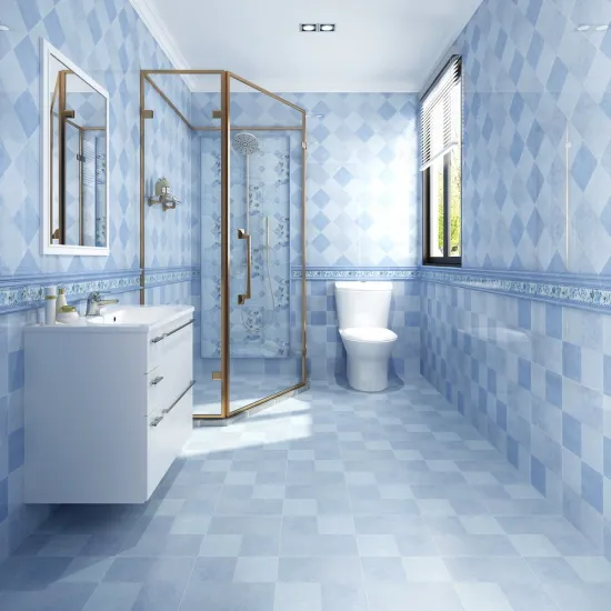 Sky Blue Non-Slip Ceramic Tiles for Kitchen and Bathroom