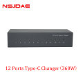 12 ports Type-C Charger 360W Charge rapide