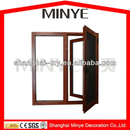 Euro standard Solid wood window design /Wood Grain Finish Aluminum Office Design Door /Window