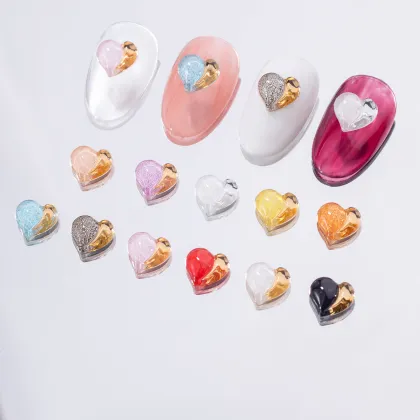 Two Tone Purple Peach Resin Diamond Nail Accessories