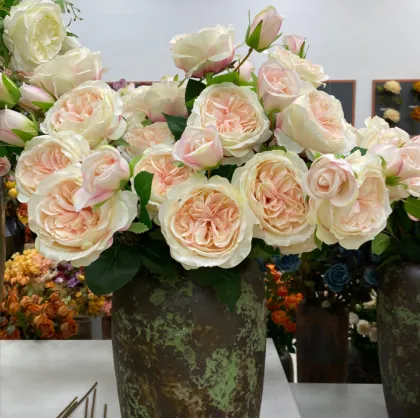 Hot Selling Austin David Artificial Rose Bushes - 6 Heads for Sale