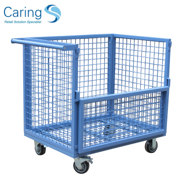 Chariot de cage d'entrepôt lourd avec porte latérale à charnière