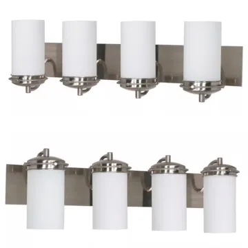 UL Listed Brushed Nickel 4 Light Vanity Light Bathroom Light Fixtures with White Opal Glass