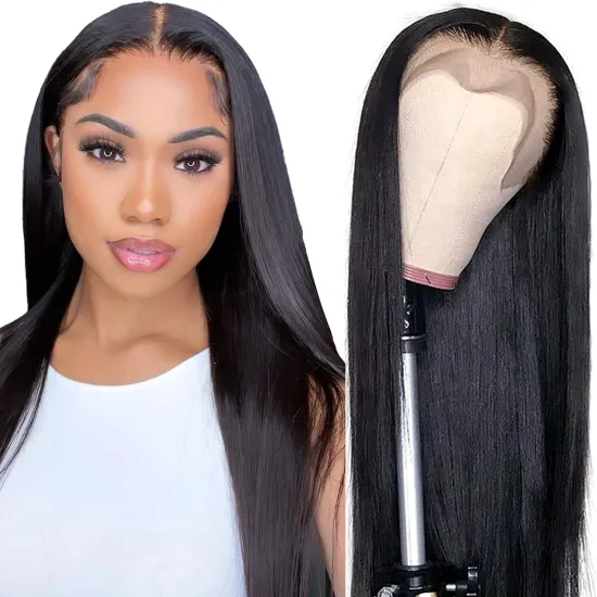 Swiss Lace Frontal Straight Wig Vendor Natural Color Raw Unprocessed Brazilian 100% Cuticle Aligned Human Hair Lace front Wig