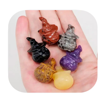 Factory Price Natural Crystal Carvings for Halloween: Various Crystal Materials Including Pumpkins and Skulls