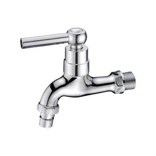 Polished deck mounted bathroom basin tap