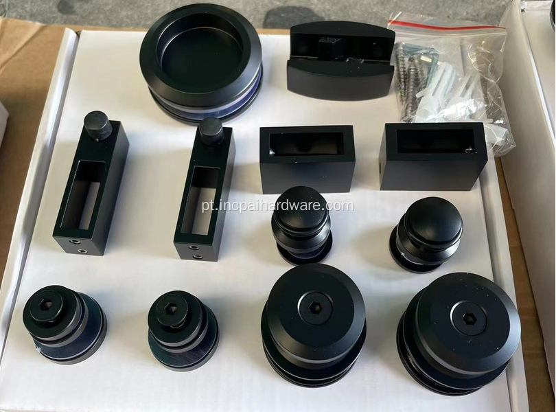 Sistema de deslizamento de hardware de porta de vidro do chuveiro preto