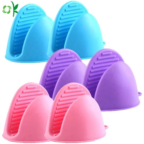 Găng tay lò nướng màu hồng silicone