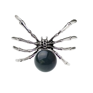 Fancy Jasper 16MM Ball Antique Silver Spider Pendant (47x40mm) for DIY Making Jewelry