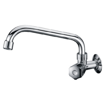 Grifo flexible de cocina de cuerpo de zinc de artículos sanitarios con grifo de fregadero de cocina de un solo orificio montado en la pared con rociador