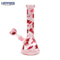 Glass Thick Bottom Beaker Bong with Red lips