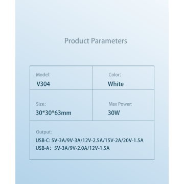 Carregador de parede de portas USB super rápido de 30W