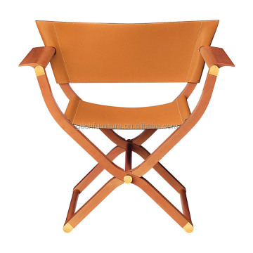 Customizable Leather Portable Foldable Outdoor Camping Wood Luxury Lounge Chair
