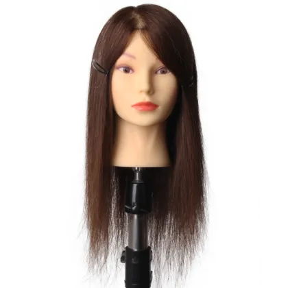 Mingshow real hair practice training head dolls mannequin with natural hair for hairdresser