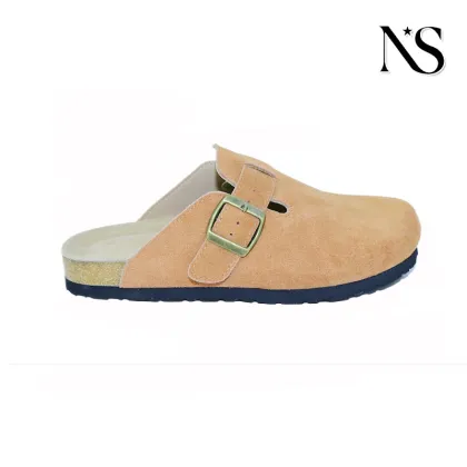 Trendy Tan Suede Clogs with Comfort