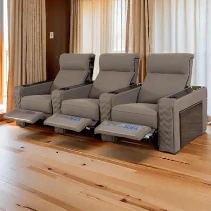 Popular Suede Fabric Cinema Chair: Theater Furniture Power Recliner