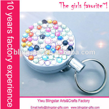 Hot selling wholesale diamond crystal rhinestone retractable badge holder