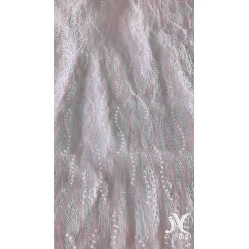 Brudklänningtyg i rosa broderi