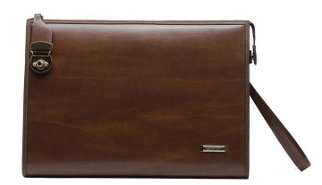 Classic Luxury Wood Grain Leather High Security Zip Lock Document Bag for A4