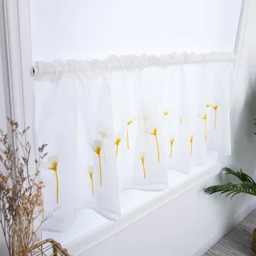 Kapok Kitchen Curtain: Short Porch Shelter with Embroidered Finishing