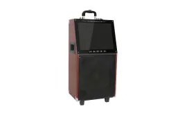 High power wooden rechargeable Led Display Trolley Speaker