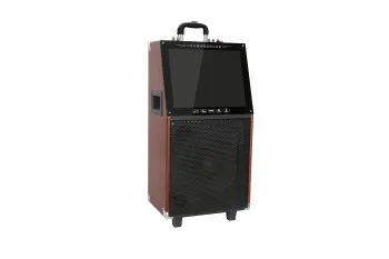 High power wooden rechargeable Led Display Trolley Speaker