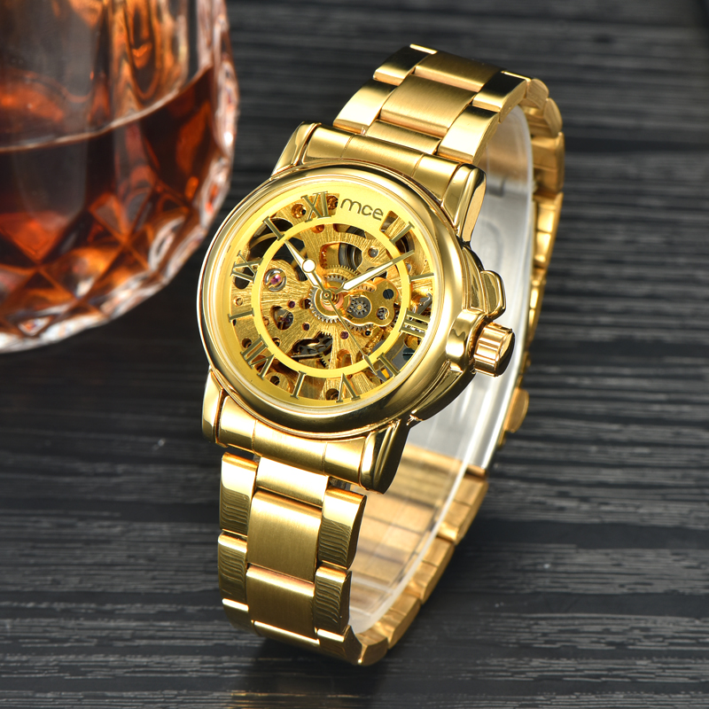 Gold mechanical fashion skeleton watch custom Gold mechanical fashion skeleton watch custom