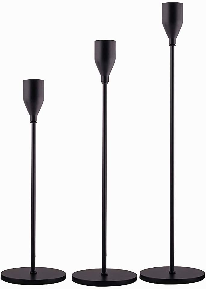 Matte Black Candle Holders Set of 3