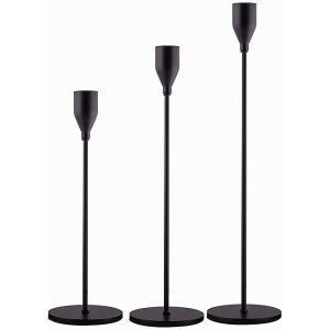 Matte schwarze Kerzenhalter Set von 3