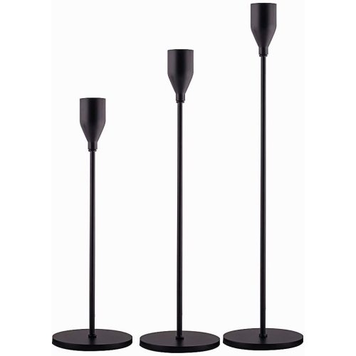 Matte Black Candle Holders Set of 3