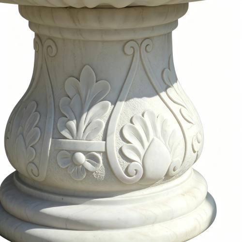 Classic White Stone Garden Fountain with Dual Cherubs