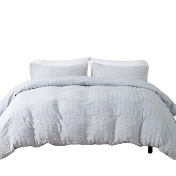 Soft Breathable Seersucker Duvet Cover Set 4PCS with Flat Sheet and Pillowcase