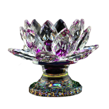 Buddha Decors Colorful Crystal Lotus Flower Candle Holder