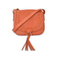 Mini bolso de la manera del Crossbody de la borla tejida del cuero auténtico