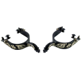 Black Steel Reining Spurs With Floral Decorations