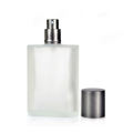 Square frosted glass perfume bottle with sliver sprayer