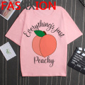 Kawaii Peach T Shirt Women Small Fresh Peach Juice T-shirt Funny Cartoon Peachy Graphic Tshirt Plus Size Unisex Aesthetic Female