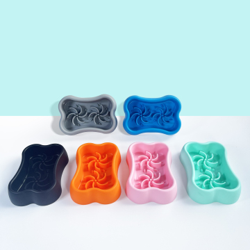 Non-Slip Silicone Dog Bowl - Bone Shape Licking Puzzle Feeder