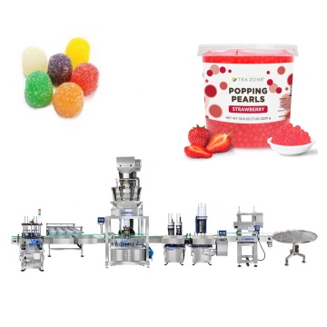 Granules Mushrooms Candy Jar Weighing and Filling Capping Production Line Machine